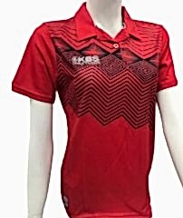 KBS Kadın Polo Yaka Kırmızı üzeri Siyah Tişört